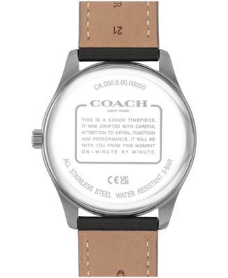 Men's Oliver Black Leather Calfskin Strap Watch, 41mm