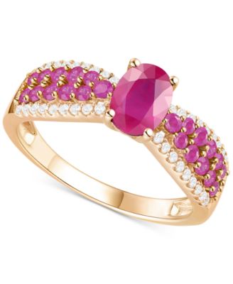 Gemstone (1-1/10 ct. t.w.) & Diamond (1/5 ct. t.w) Oval Ring in 14k Gold