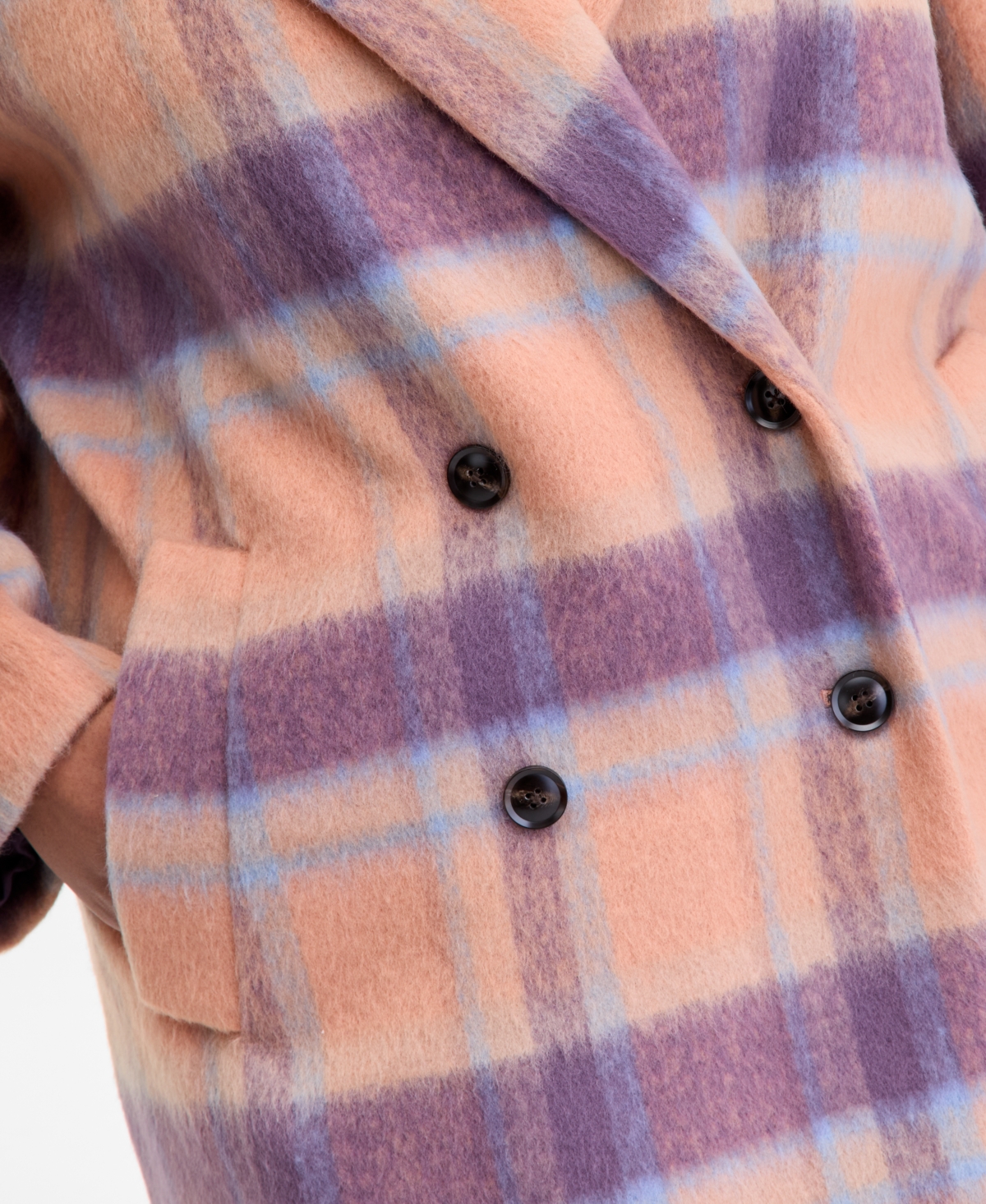 On 34th Women's Brushed Plaid Double-breasted Coat, Macy's Exclusive In Orange