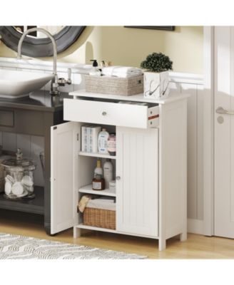 Bathroom Floor Cabinet Freestanding Storage Organizer with 2 Doors