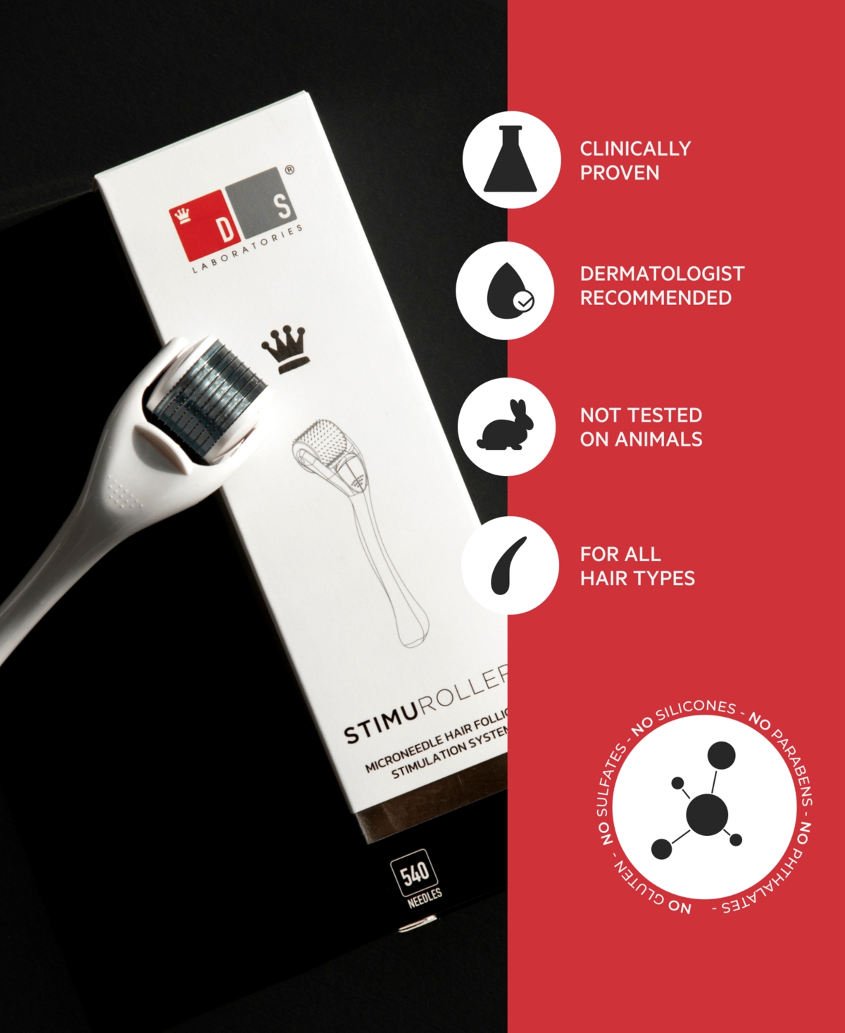 Ds Laboratories Stimuroller Microneedle Hair Follicle Stimulation System 0.3 Mm In Transparent