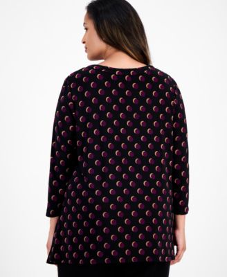 Plus Size Printed Asymmetric-Hem Tunic
