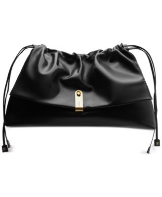Arezzo - Large Leather Lock Pouch With Drawstring