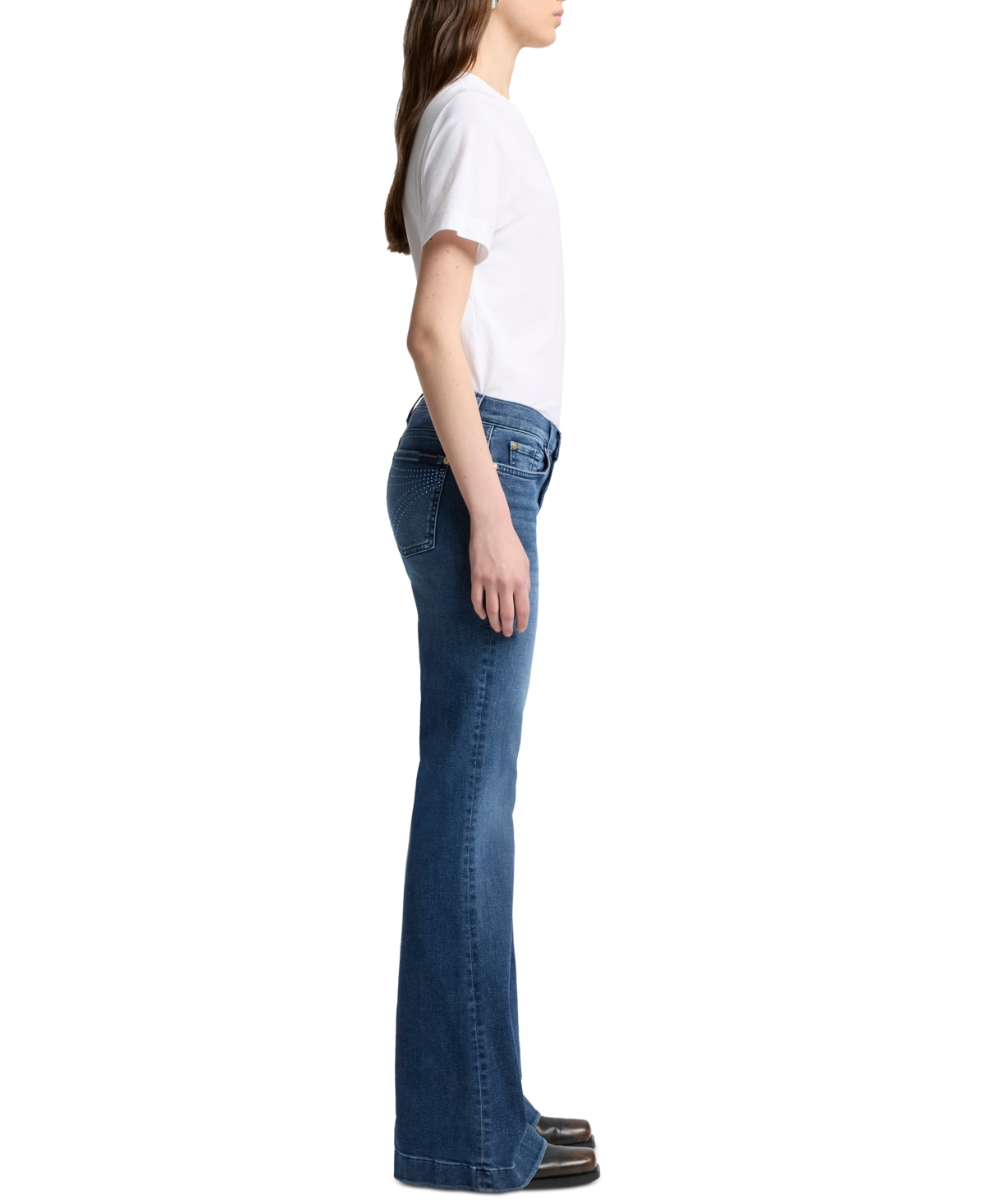 7 For All Mankind Women's Dojo Tailorless Flare-leg Jeans In Blue
