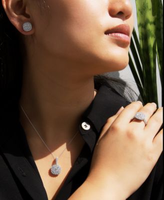 Wrapped In Love Diamond Halo Cluster Pendant Necklace Ring Stud Earrings Collection In 14k White Gold Exclusively At In Gold