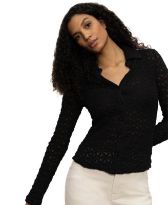 Women's Dreamgirl Lace Button-Up Shirt