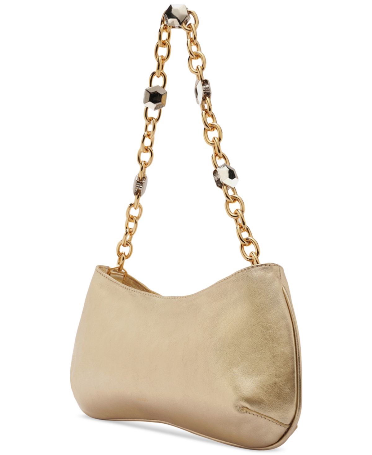 Arezzo Luna Small Leather Baguette In Silver