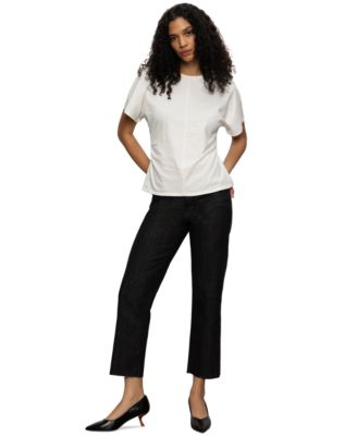 Women's Cotton Shirred-Waist Dolman T-Shirt 