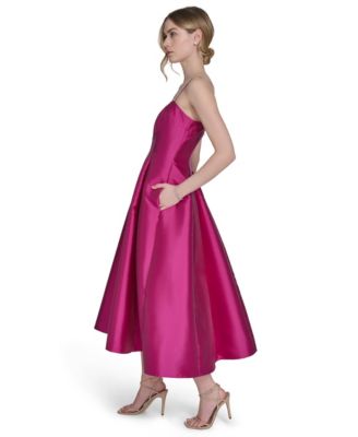 Women's Solid Color Square-Neck Sleeveless Midi Dress