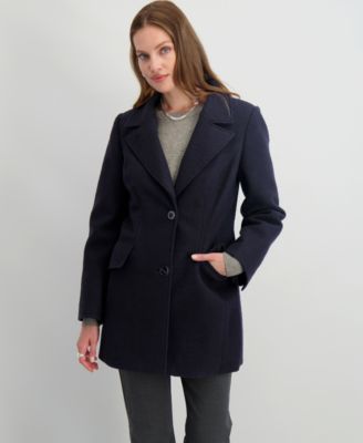 Women's Notched-Collar Single-Breasted Peacoat