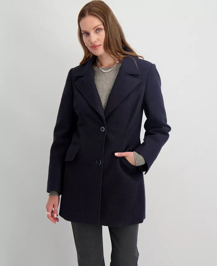 Women's Notched-Collar Single-Breasted Peacoat - thumbnail 4