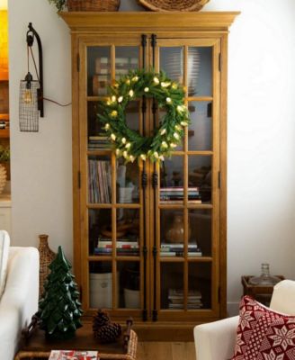 24" Pre-Lit Artificial Luxembourg Pine Christmas Wreath Bulb LED Lights