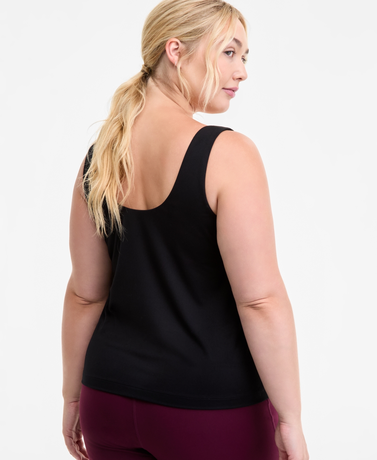 Id Ideology Plus Size Studio V-neck Tank Top, Macy's Exclusive In Black