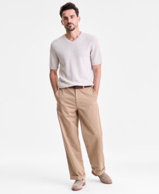 Men's Regular-Fit Textured 100% Cashmere V-Neck Sweater T-Shirt, Macy's Exclusive