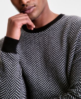 Men's Regular-Fit Herringbone 100% Cashmere Sweater, Macy's Exclusive