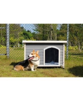 Medium Wooden Dog House Waterproof Elevated Grey