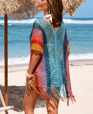 Women's Splash of Sunshine Striped Cover-Up Mini Beach Dress