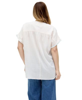 Women's Juneeta Crop Sleeve Button Down Shirt