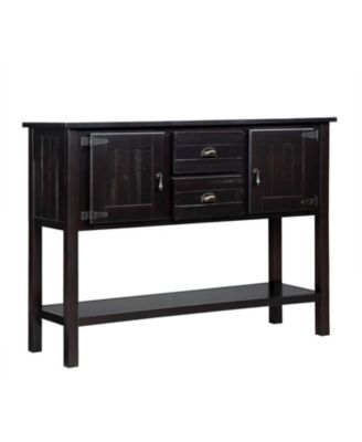 sumyeg CASAINC 48" Solid Wood Sideboard, 2 Drawers & Cabinets, Bottom Shelf, Retro Style Dining Buffet Server Cabinet