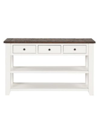 CASAINC 48" Solid Pine Wood Top, Mixed MDF board 3 Storage Drawers and 2 Shelves Console Table Cabinet