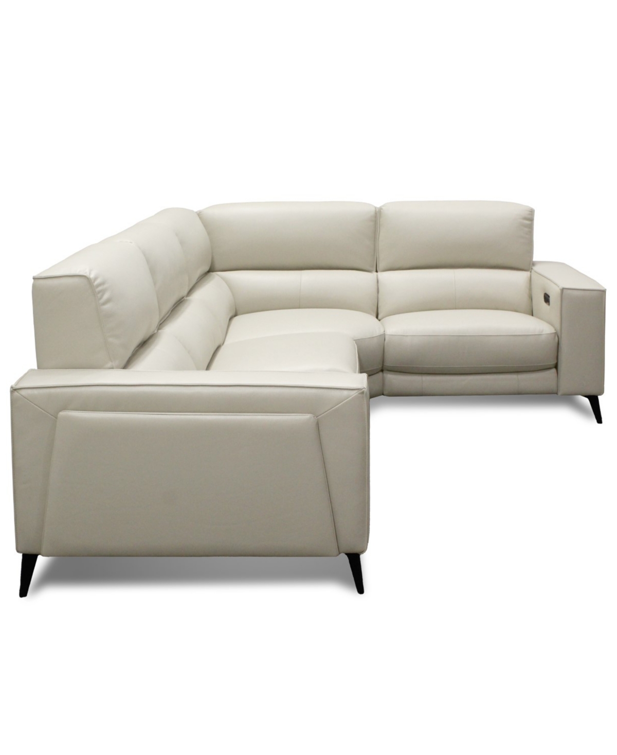 Macy's Neiwert 4-pc. Leather Sofa Sectional With 2 Power Recliners In Gray
