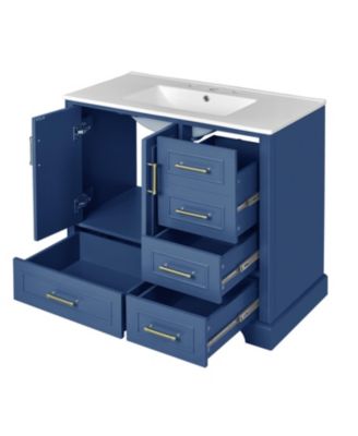 36" Bathroom Vanity with Ceramic Sink & Soft Close Doors/Drawers