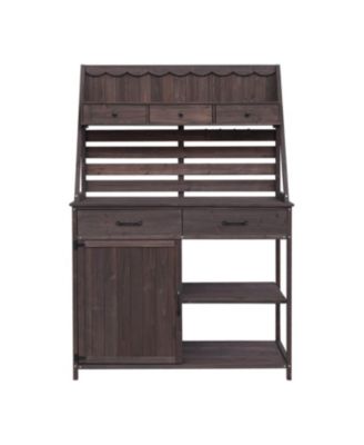 Fir Wood Potting Bench with Storage