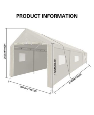10x30 Heavy Duty Portable Carport - White