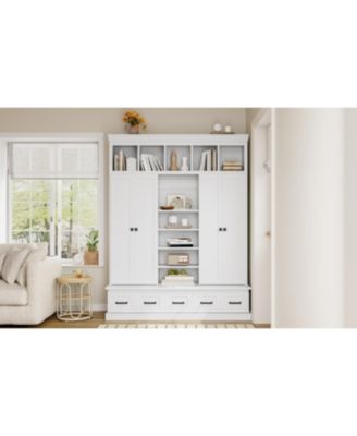 Hall Tree Bench with Cubbies Doors Drawers & Shelves