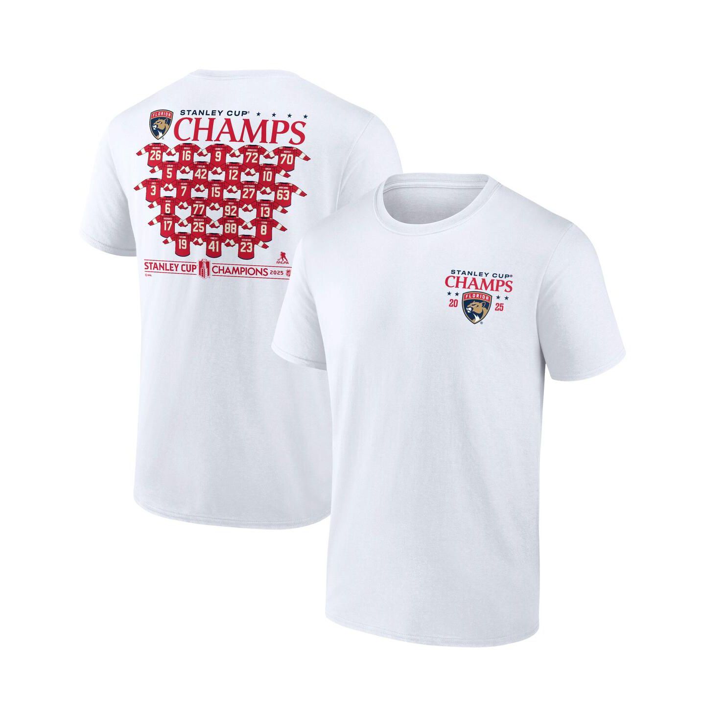 Мужская футболка Fanatics White Florida Panthers 2025 Stanley Cup Champions Jersey Roster — фото 1