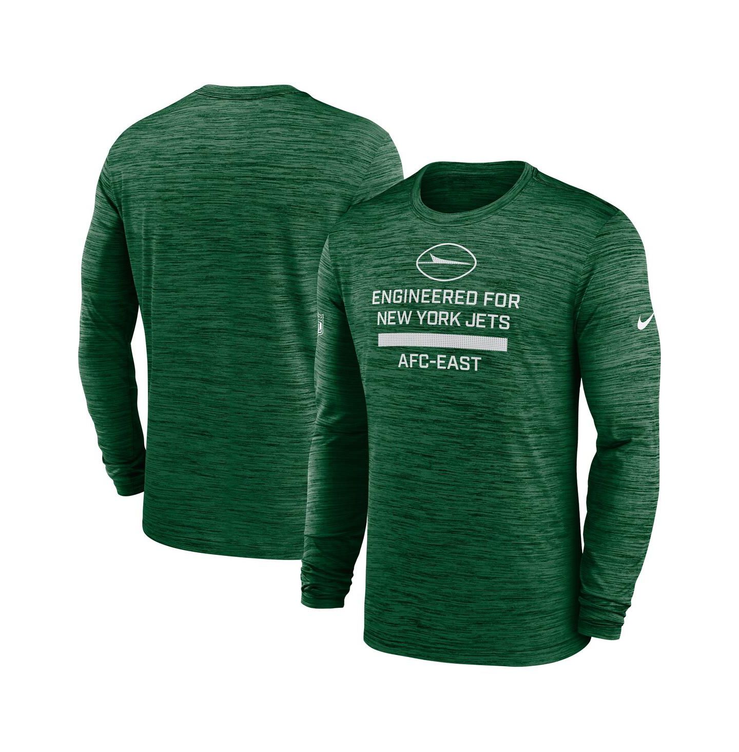 Мужская футболка Nike Green New York Jets Sideline Velocity Performance Long Sleeve — фото 1