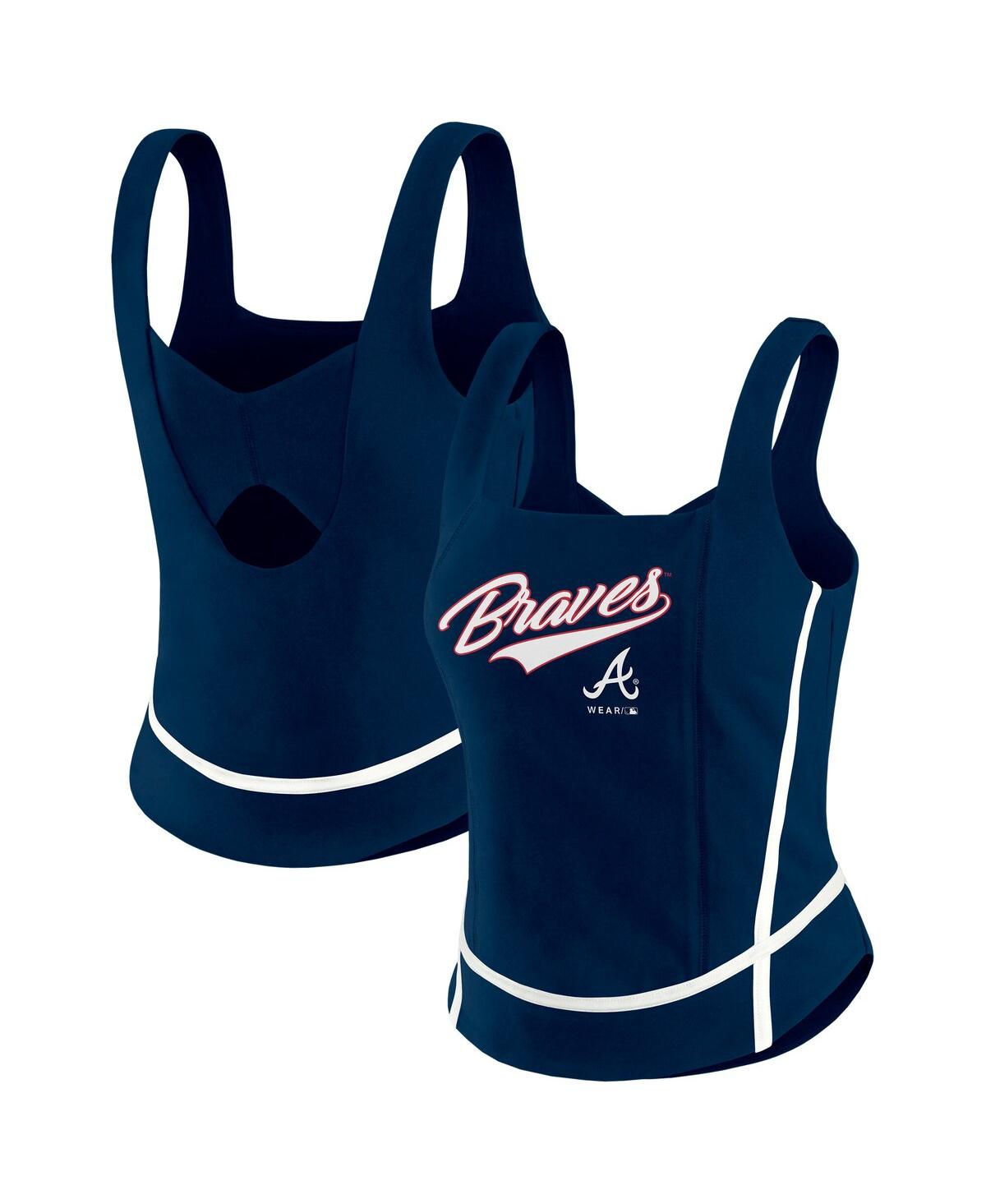 Women's Navy Atlanta Braves Square Neck Tank Top - Navy