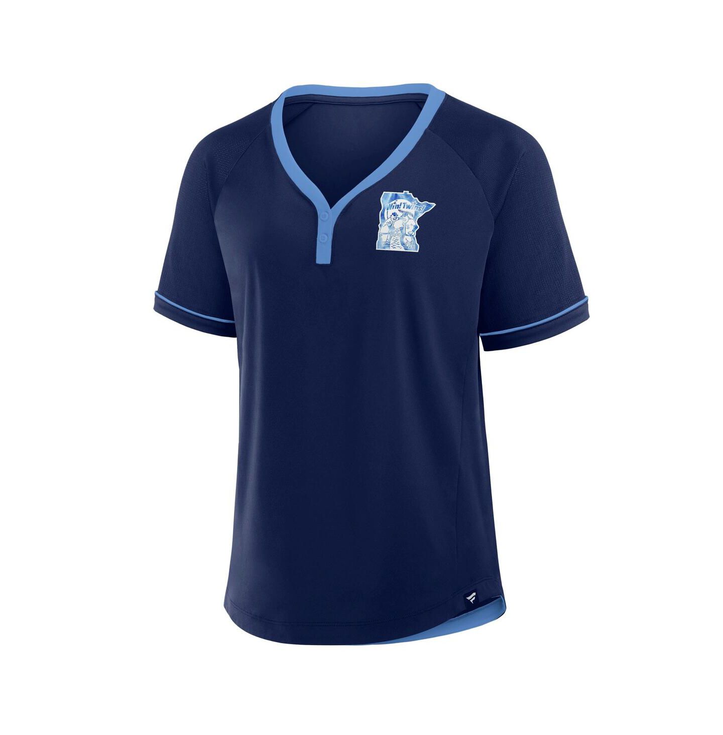 Женская футболка Fanatics Navy Minnesota Twins Cooperstown Collection League Diva Raglan V-Neck — фото 3