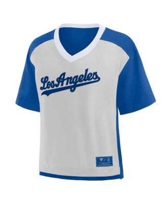 Women's Royal/Graphite Los Angeles Dodgers Oversized Race to Win V-Neck T-Shirt