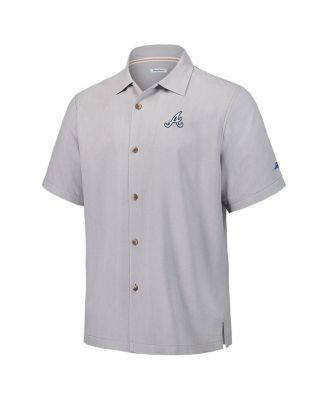 Men's Gray Atlanta Braves Hit and Run Silk Camp Button-Up Shirt