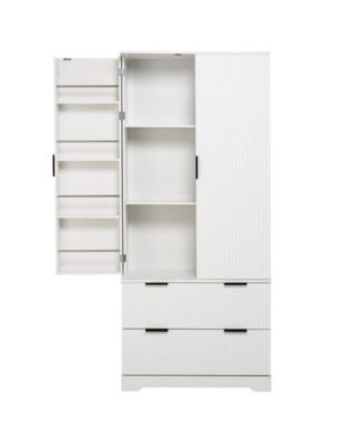 72" Fluted Pantry Cabinet w/ Drawers & Spice Rack