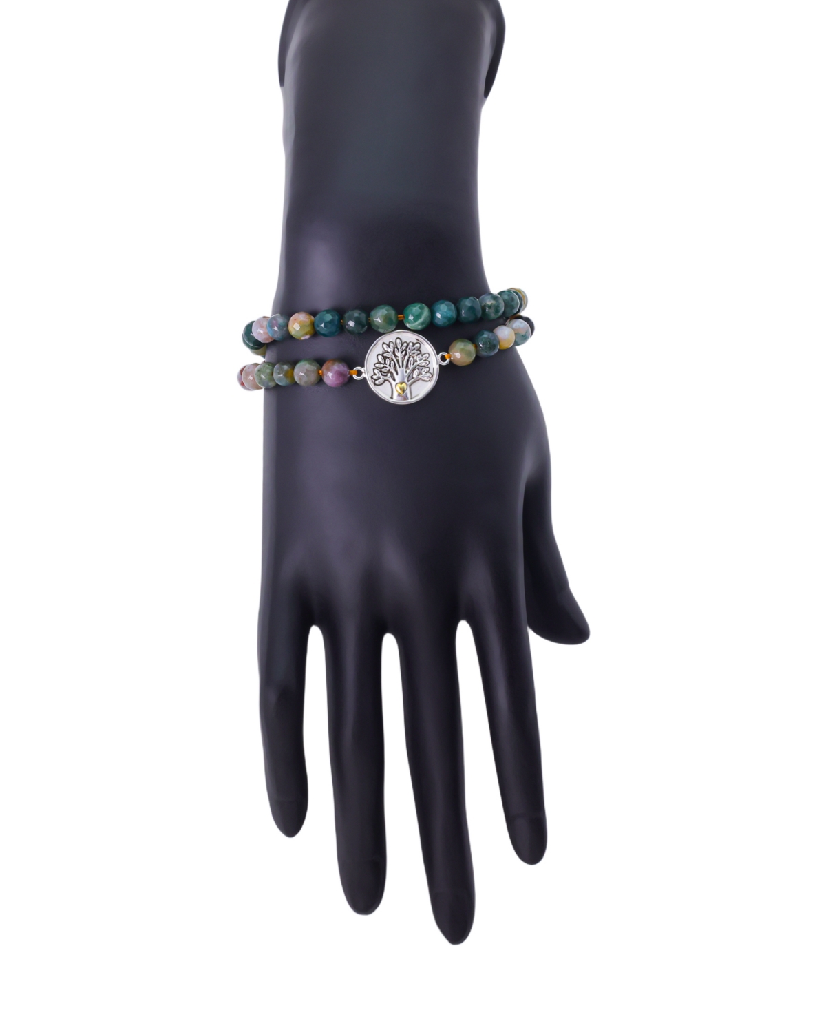 Unwritten Fine Silver Plated Jasper Family Tree Beaded Bracelet In Multi