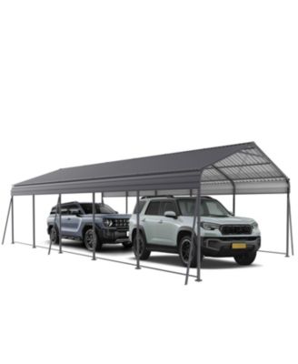 Metal Carport 13x26.5 FT Heavy Duty Galvanized Steel Roof Gray