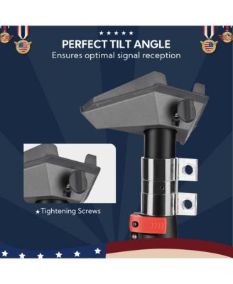 EZ GO 14ft Telescopic Flag Pole Kit with Starlink Mini Pipe Adapter & Tire Mount Base for Outdoor Tailgate Party, Sliver