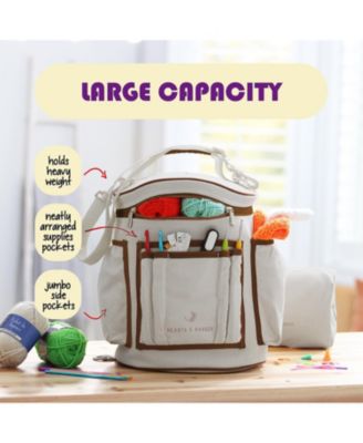 Durable Canvas Crochet & Knitting Bag Organizer with Accessories Case - Yarn Organizer for Crochet Accessories and Supplies