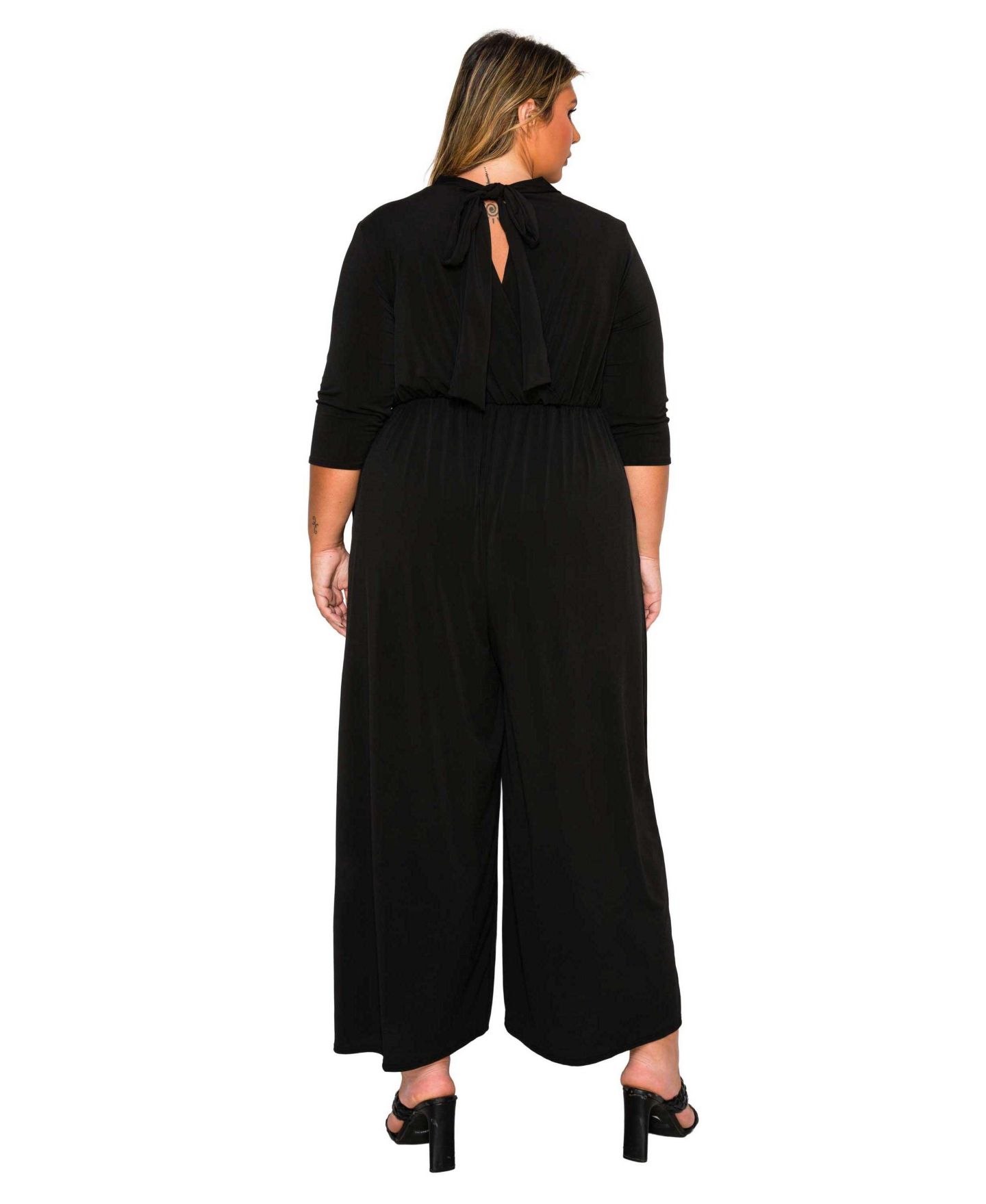 Женский комбинезон L I V D Plus Size Summer Wide Leg Pocket Jumpsuit, цвет: Чёрный — фото 3