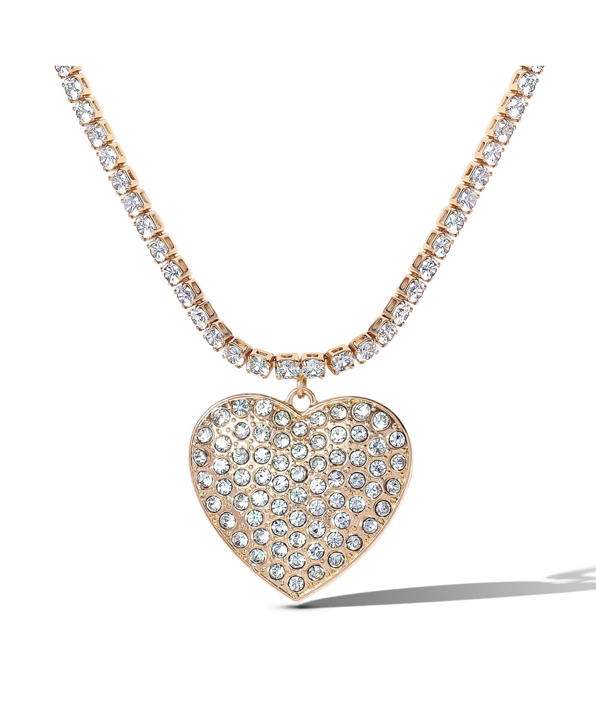 Gold-Tone Heart Pendant Link Chain Necklace - Gold