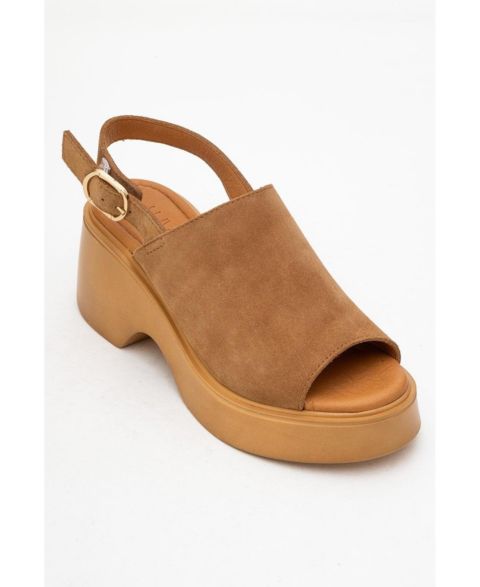 Женские сандалии Forever & Always Shoes Power Leather Platform Wedge Sandals (Women), цвет: Коньячный коричневый замшевый кожаный