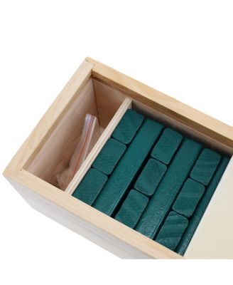 Walnut Stain Wood Blocks Tower Game with Wooden Box, 12 in.