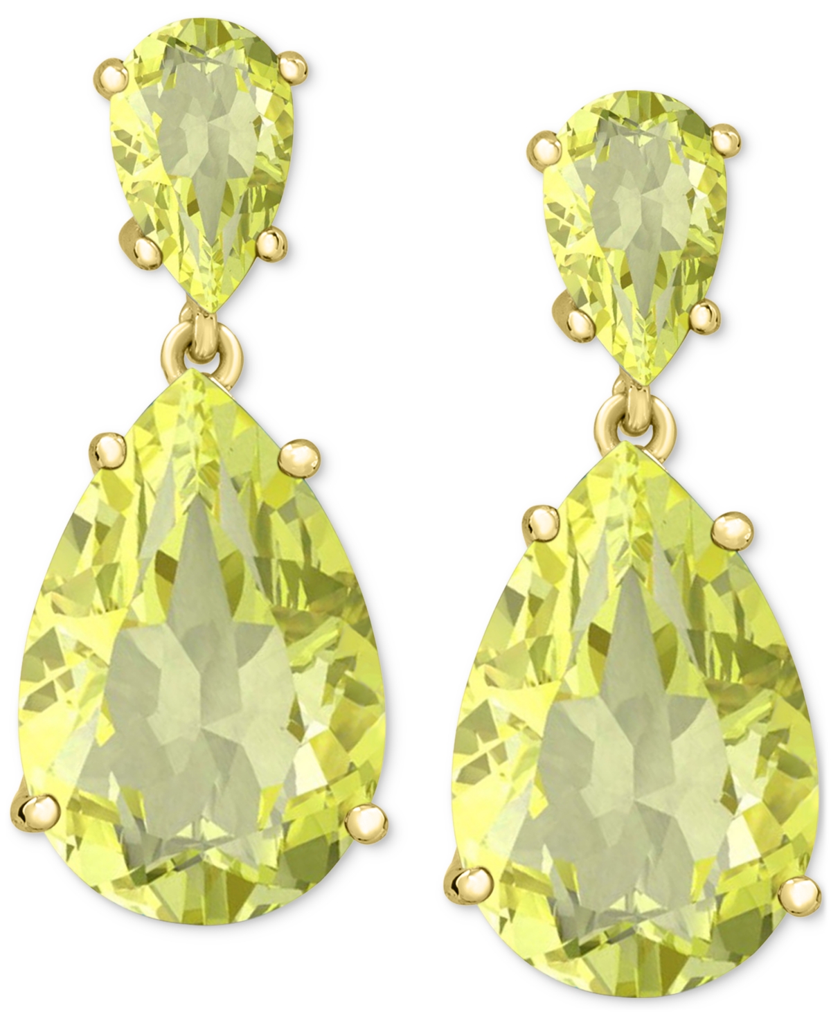 Macy's Women's Drop Earrings In Sterling Silver In Green