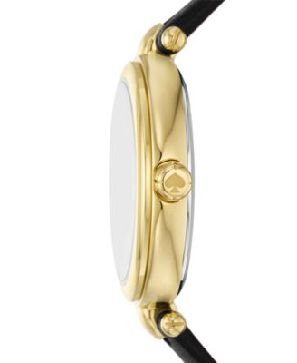 Women's Gracie Round Three-Hand Black Leather Watch, 32mm