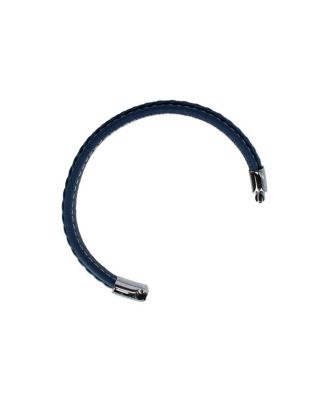 Amari's Azure Stitched Leather Secure Clasped Bracelet