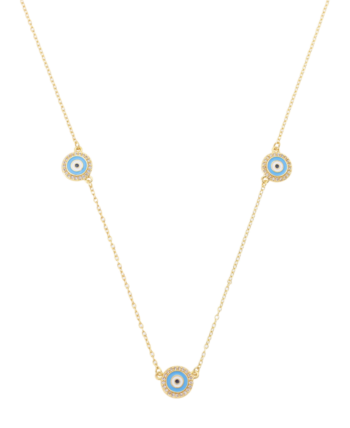 Cubic Zirconia Evil Eye Short Pendant Necklace - Gold