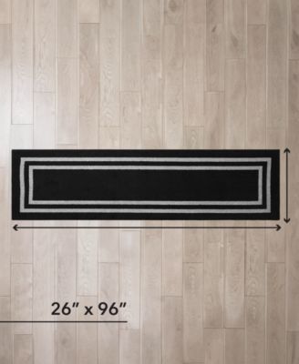 Double Line Border Tufted - Machine Washable Runner Rug, 26" x 96"