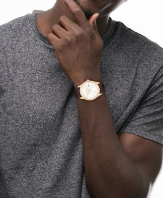 Men's Oliver Brown Leather Calfskin Strap Watch, 41mm